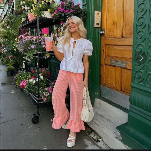 Cocomccall Gingham Girl Pant // Peach - Picture 1 of 8